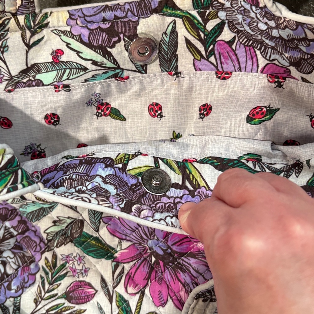Vera Bradley purple floral and lady bug tote bag - Picture 9 of 9